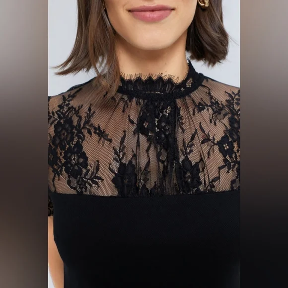 NWT Hyacinth House Tuckernuck Black Lace Agatha Midi Dress Size Small - Picture 1 of 10